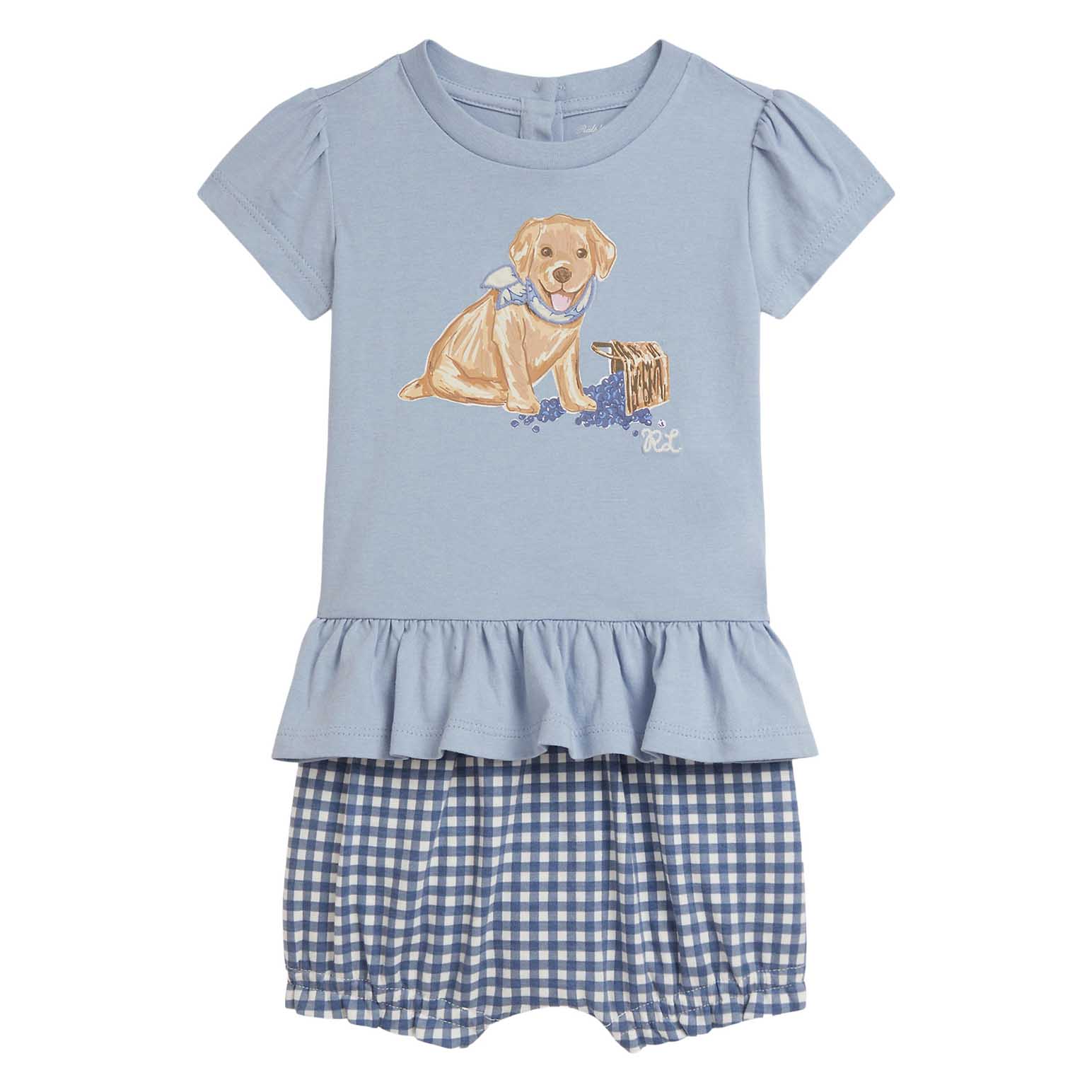 Polo Ralph Lauren Dog-Print Cotton Tee & Bloomer Set 3-24M
